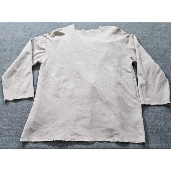 Zara Cardigan Womens L Beige LS Open Front Raw Hem Neutral Preppy Mono Boho FLAW - Picture 15 of 15